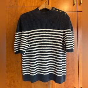 Maeve Navy and White Striped Sweater